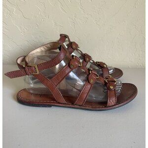 Cole Haan 9.5B Gladiator Sandals Ankle Strap Brown Gold Leather